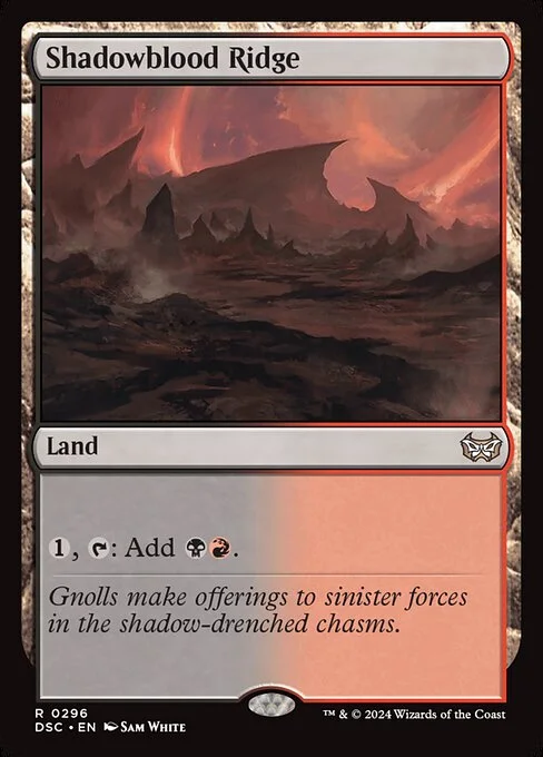 Shadowblood Ridge, carta Magic di tipo Land illustrata da Sam White