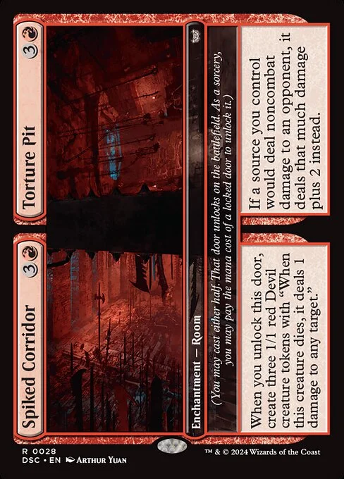 Spiked Corridor // Torture Pit, carta Magic di tipo Enchantment — Room // Enchantment — Room illustrata da Arthur Yuan