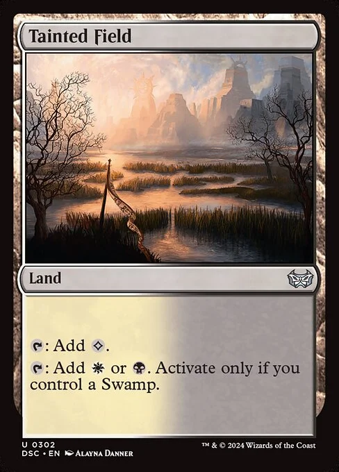 Tainted Field, carta Magic di tipo Land illustrata da Alayna Danner