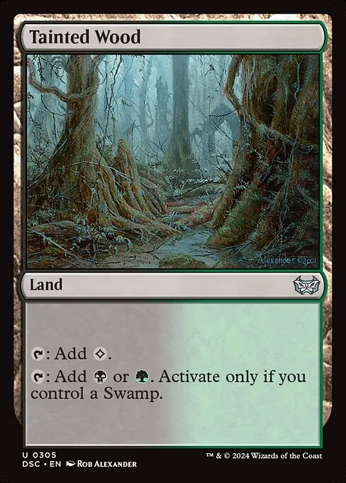 Tainted Wood, carta Magic di tipo Land illustrata da Rob Alexander