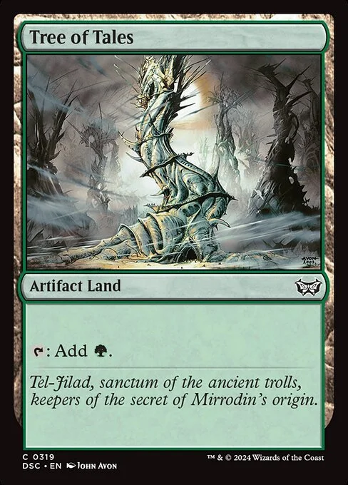 Tree of Tales, carta Magic di tipo Artifact Land illustrata da John Avon