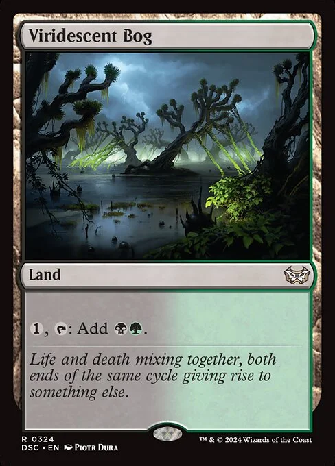 Viridescent Bog, carta Magic di tipo Land illustrata da Piotr Dura