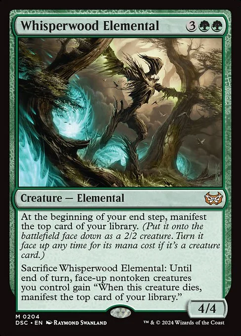 Whisperwood Elemental, carta Magic di tipo Creature — Elemental illustrata da Raymond Swanland