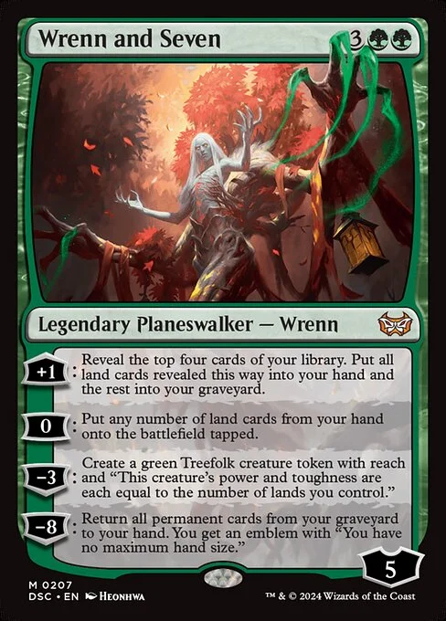 Wrenn and Seven, carta Magic di tipo Legendary Planeswalker — Wrenn illustrata da Heonhwa