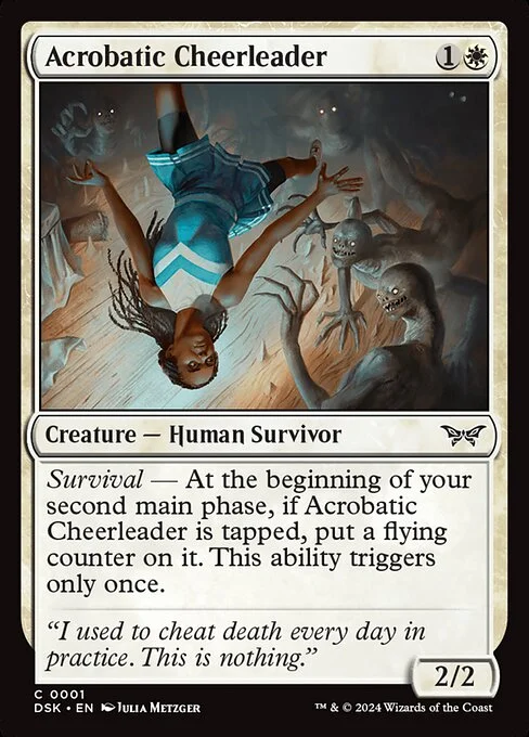 Acrobatic Cheerleader, carta Magic di tipo Creature — Human Survivor illustrata da Julia Metzger