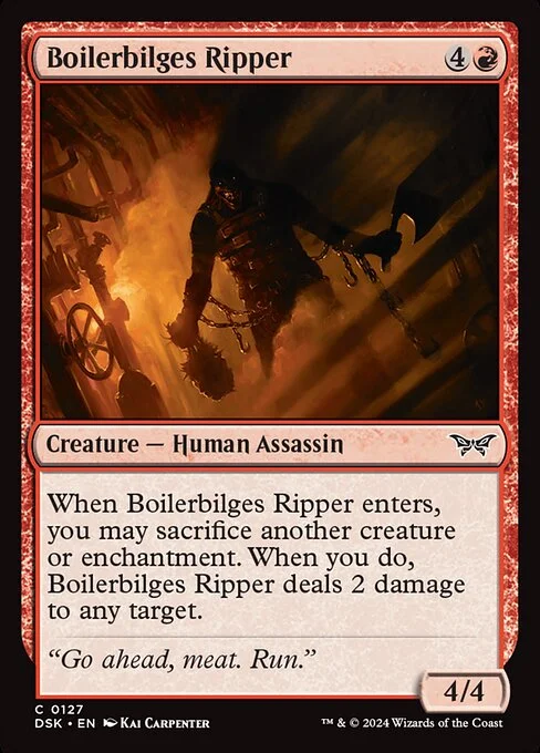 Boilerbilges Ripper, carta Magic di tipo Creature — Human Assassin illustrata da Kai Carpenter