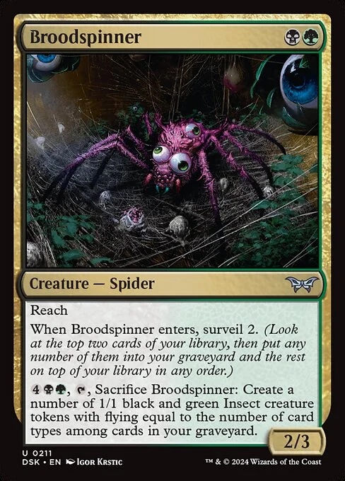 Broodspinner, carta Magic di tipo Creature — Spider illustrata da Igor Krstic