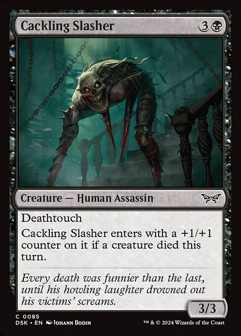 Cackling Slasher, carta Magic di tipo Creature — Human Assassin illustrata da Johann Bodin