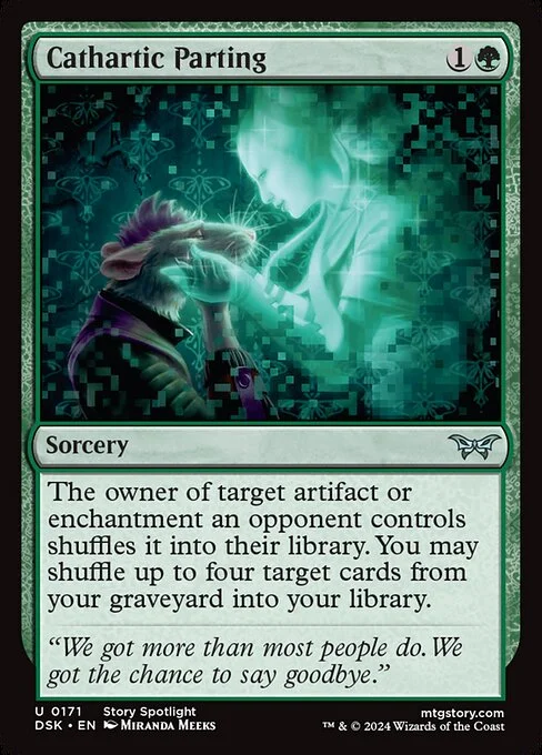 Cathartic Parting, carta Magic di tipo Sorcery illustrata da Miranda Meeks