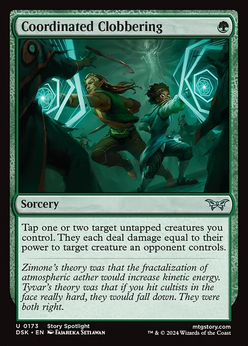 Coordinated Clobbering, carta Magic di tipo Sorcery illustrata da Fajareka Setiawan