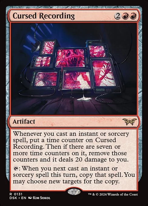Cursed Recording, carta Magic di tipo Artifact illustrata da Kim Sokol