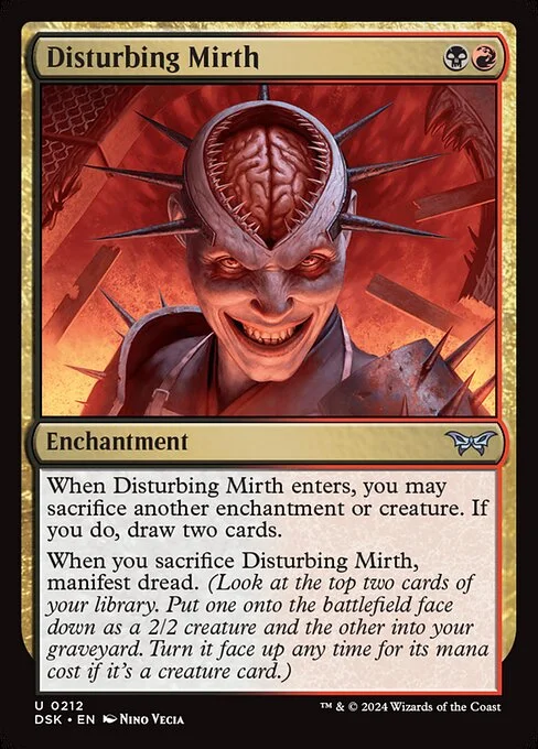 Disturbing Mirth, carta Magic di tipo Enchantment illustrata da Nino Vecia