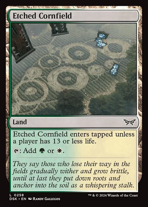 Etched Cornfield, carta Magic di tipo Land illustrata da Randy Gallegos