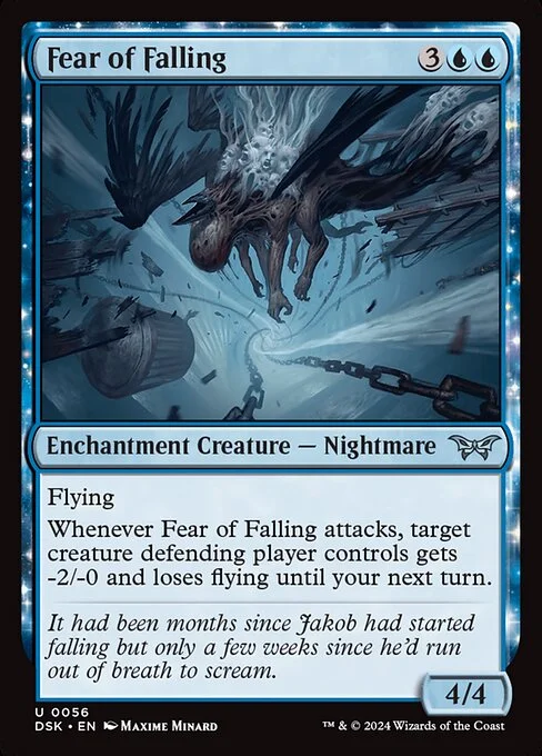 Fear of Falling, carta Magic di tipo Enchantment Creature — Nightmare illustrata da Maxime Minard