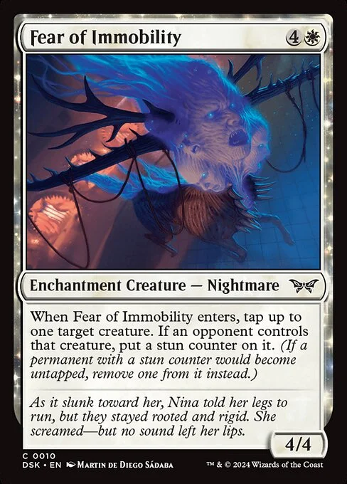 Fear of Immobility, carta Magic di tipo Enchantment Creature — Nightmare illustrata da Martin de Diego Sádaba