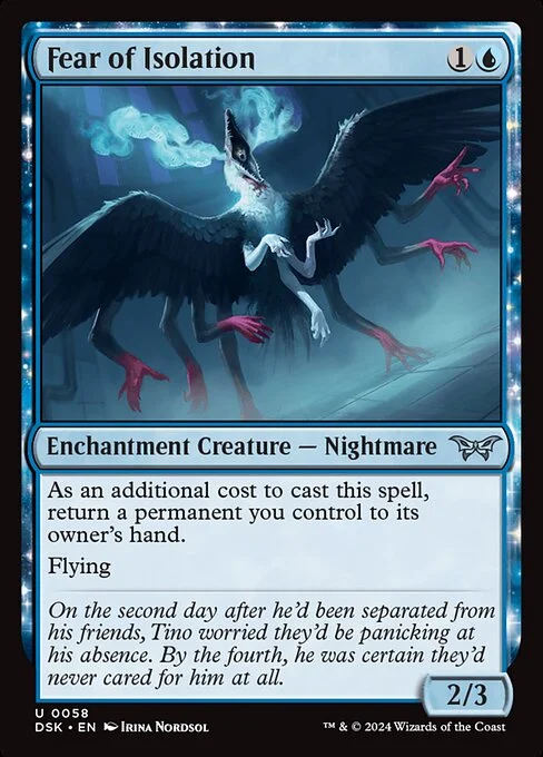 Fear of Isolation, carta Magic di tipo Enchantment Creature — Nightmare illustrata da Irina Nordsol