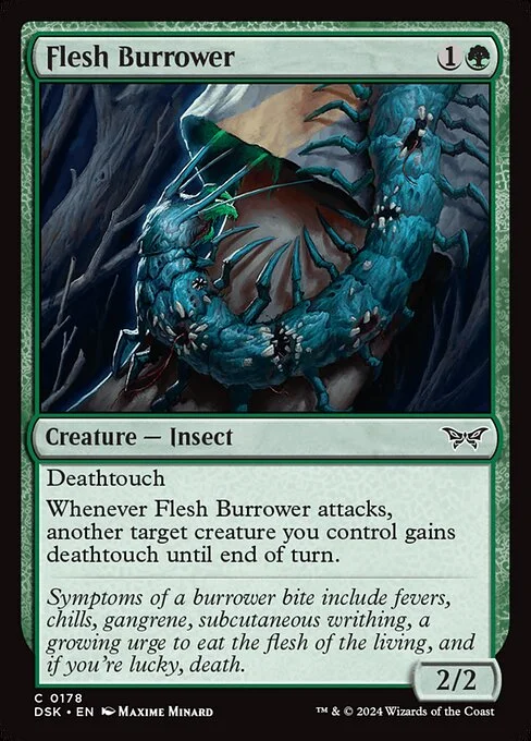 Flesh Burrower, carta Magic di tipo Creature — Insect illustrata da Maxime Minard