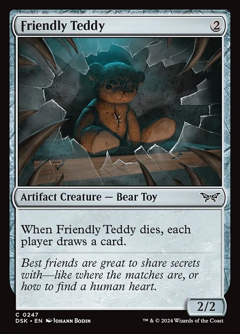 Friendly Teddy, carta Magic di tipo Artifact Creature — Bear Toy illustrata da Johann Bodin