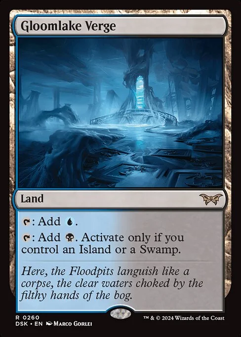 Gloomlake Verge, carta Magic di tipo Land illustrata da Marco Gorlei