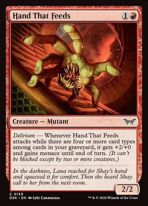 Hand That Feeds, carta Magic di tipo Creature — Mutant illustrata da Loïc Canavaggia