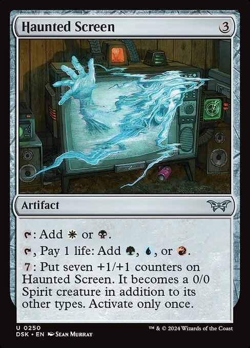 Haunted Screen, carta Magic di tipo Artifact illustrata da Sean Murray