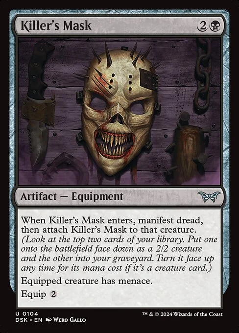 Killer's Mask, carta Magic di tipo Artifact — Equipment illustrata da Wero Gallo