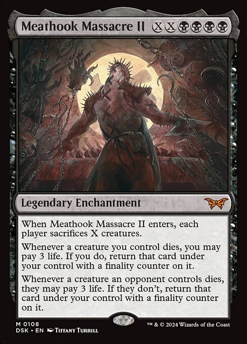 Meathook Massacre II, carta Magic di tipo Legendary Enchantment illustrata da Tiffany Turrill