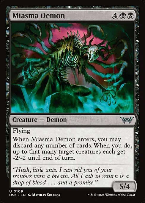 Miasma Demon, carta Magic di tipo Creature — Demon illustrata da Mathias Kollros