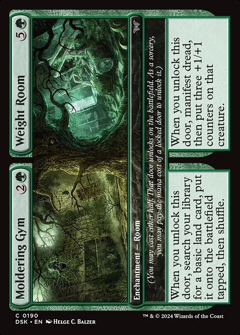 Moldering Gym // Weight Room, carta Magic di tipo Enchantment — Room // Enchantment — Room illustrata da Helge C. Balzer