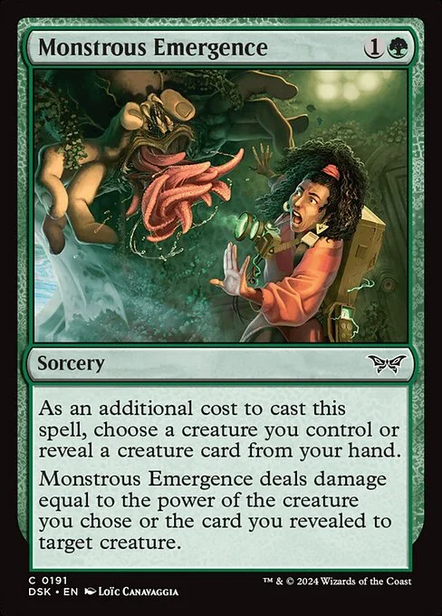 Monstrous Emergence, carta Magic di tipo Sorcery illustrata da Loïc Canavaggia