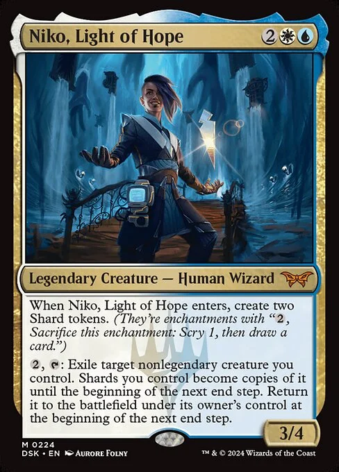 Niko, Light of Hope, carta Magic di tipo Legendary Creature — Human Wizard illustrata da Aurore Folny