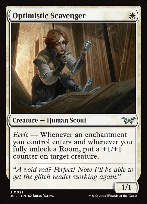 Optimistic Scavenger, carta Magic di tipo Creature — Human Scout illustrata da Brian Valeza