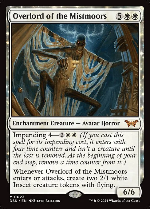 Overlord of the Mistmoors, carta Magic di tipo Enchantment Creature — Avatar Horror illustrata da Steven Belledin