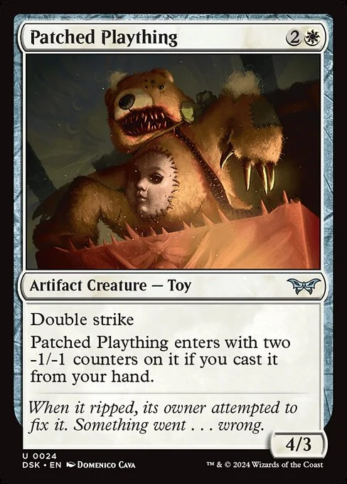 Patched Plaything, carta Magic di tipo Artifact Creature — Toy illustrata da Domenico Cava