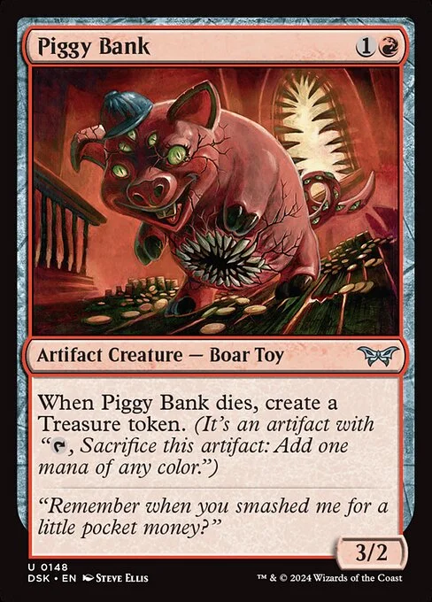 Piggy Bank, carta Magic di tipo Artifact Creature — Boar Toy illustrata da Steve Ellis