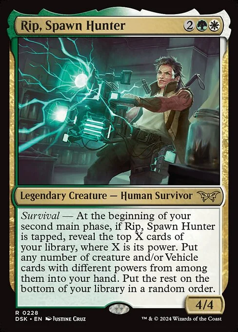 Rip, Spawn Hunter, carta Magic di tipo Legendary Creature — Human Survivor illustrata da Justine Cruz