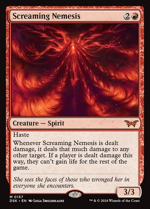 Screaming Nemesis, carta Magic di tipo Creature — Spirit illustrata da Liiga Smilshkalne