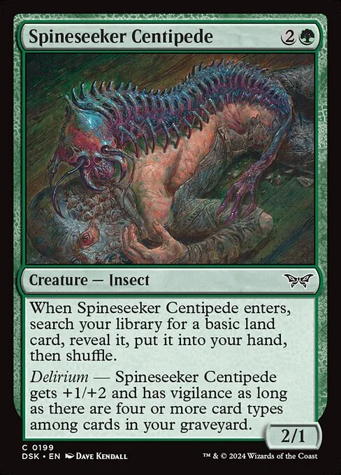Spineseeker Centipede, carta Magic di tipo Creature — Insect illustrata da Dave Kendall