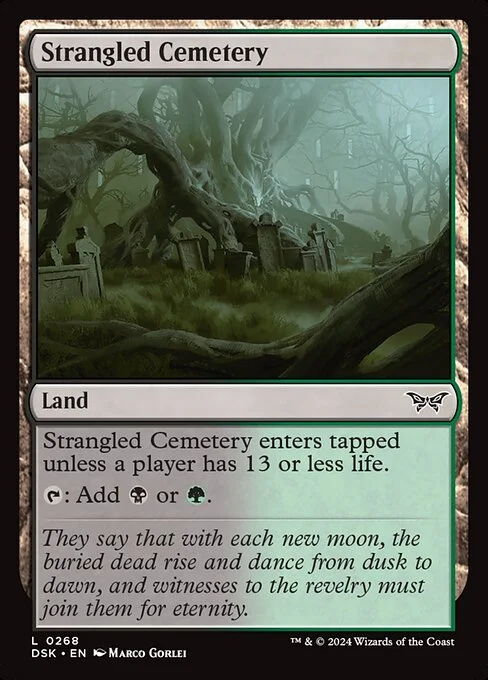 Strangled Cemetery, carta Magic di tipo Land illustrata da Marco Gorlei