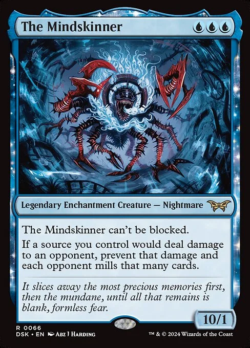 The Mindskinner, carta Magic di tipo Legendary Enchantment Creature — Nightmare illustrata da Abz J Harding