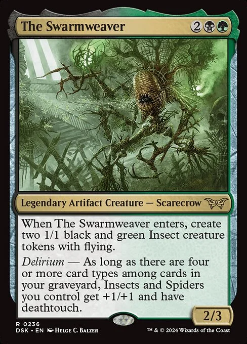 The Swarmweaver, carta Magic di tipo Legendary Artifact Creature — Scarecrow illustrata da Helge C. Balzer