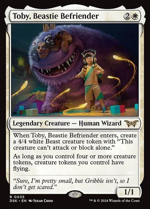 Toby, Beastie Befriender, carta Magic di tipo Legendary Creature — Human Wizard illustrata da Jehan Choo