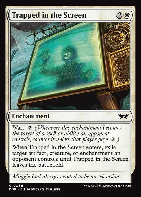 Trapped in the Screen, carta Magic di tipo Enchantment illustrata da Michael Phillippi