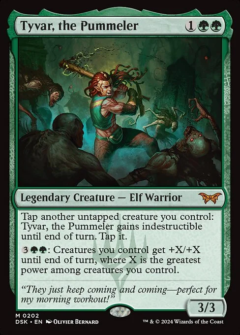 Tyvar, the Pummeler, carta Magic di tipo Legendary Creature — Elf Warrior illustrata da Olivier Bernard