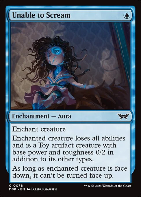 Unable to Scream, carta Magic di tipo Enchantment — Aura illustrata da Fariba Khamseh