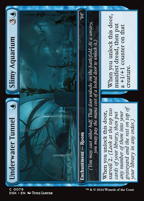Underwater Tunnel // Slimy Aquarium, carta Magic di tipo Enchantment — Room // Enchantment — Room illustrata da Titus Lunter