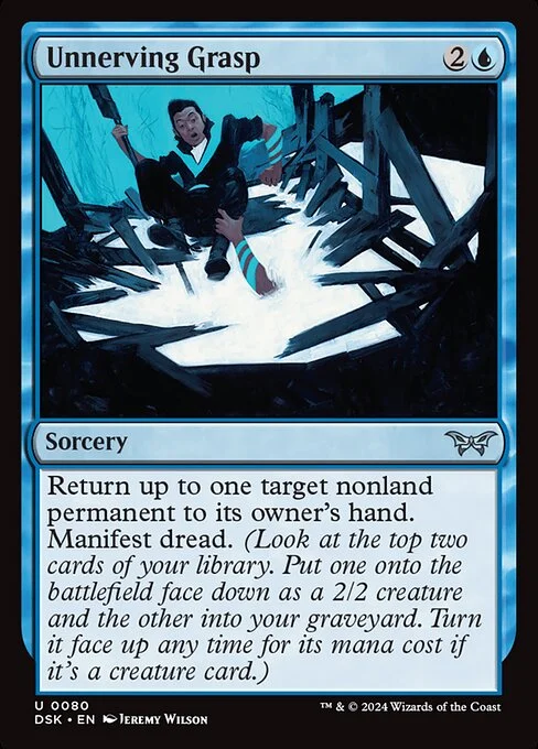 Unnerving Grasp, carta Magic di tipo Sorcery illustrata da Jeremy Wilson