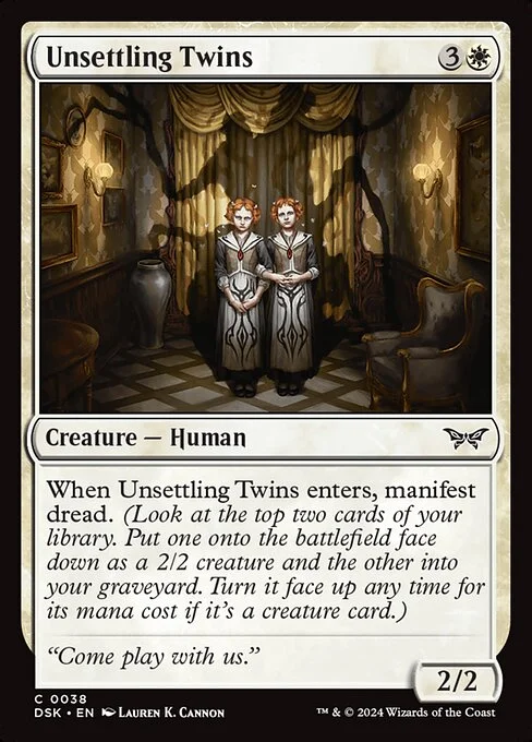 Unsettling Twins, carta Magic di tipo Creature — Human illustrata da Lauren K. Cannon