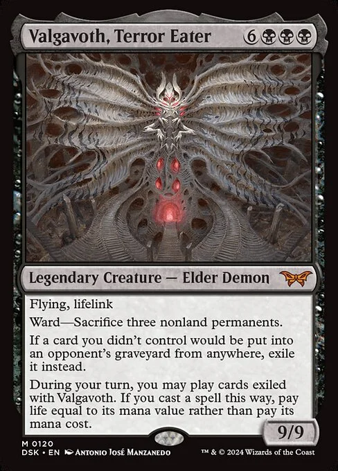 Valgavoth, Terror Eater, carta Magic di tipo Legendary Creature — Elder Demon illustrata da Antonio José Manzanedo