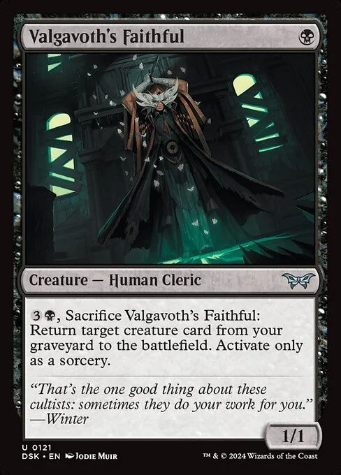 Valgavoth's Faithful, carta Magic di tipo Creature — Human Cleric illustrata da Jodie Muir